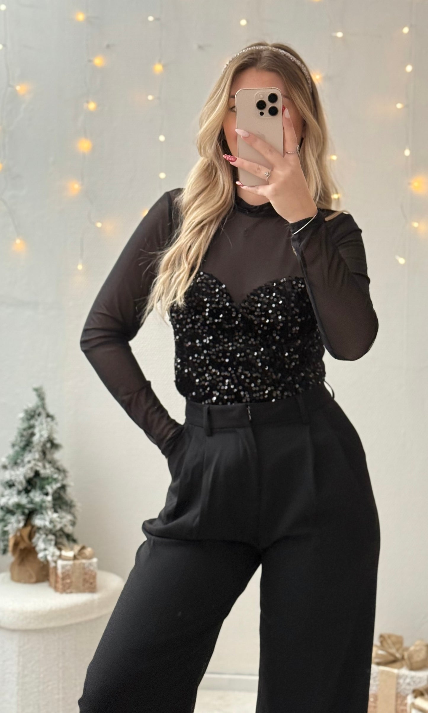 Top noir à sequins GLITTER