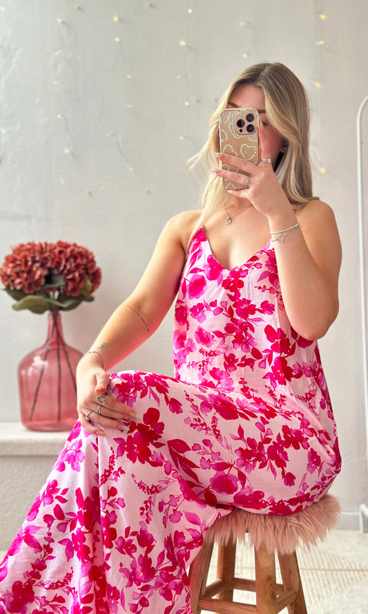 Robe bretelles rose ALYSSIA