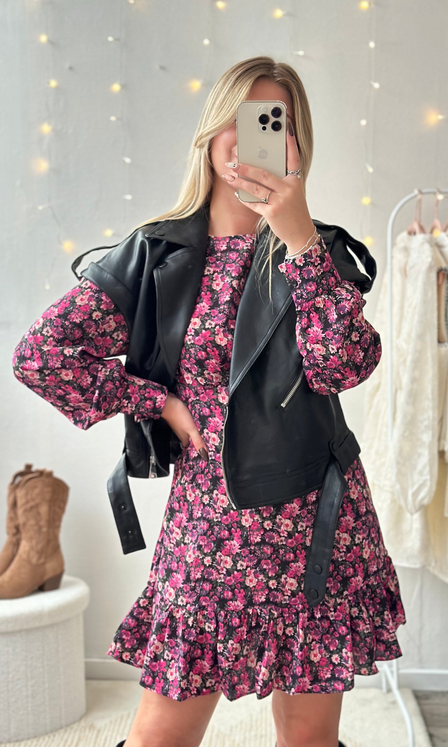 Robe rose et noire LOVELY