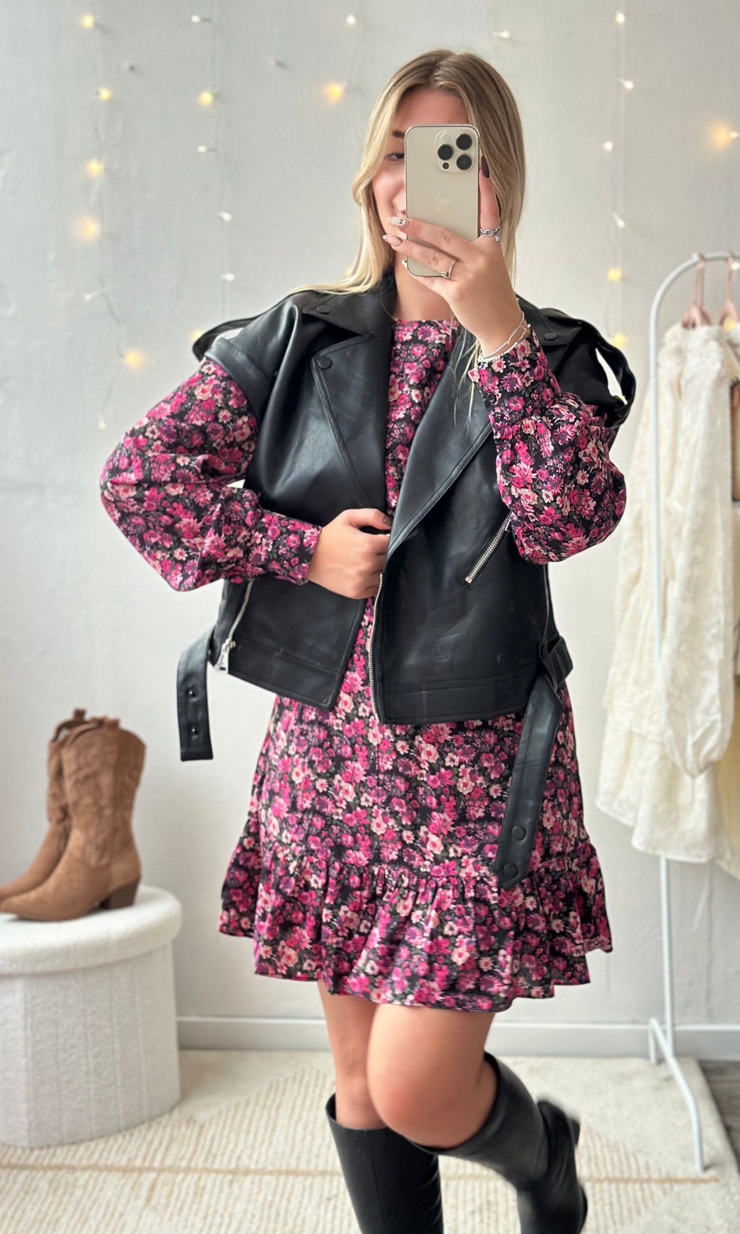 Robe rose et noire LOVELY