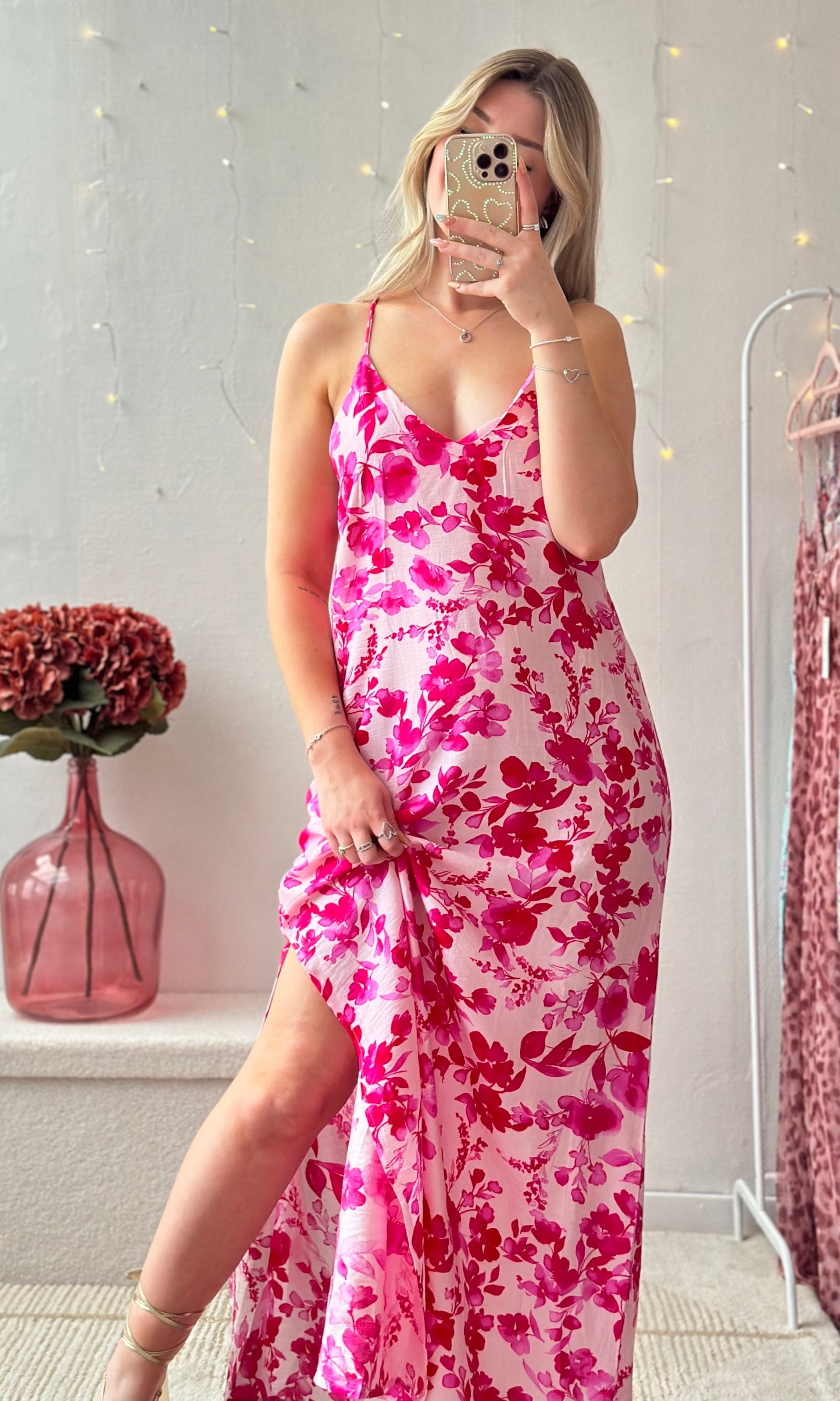 Robe bretelles rose ALYSSIA