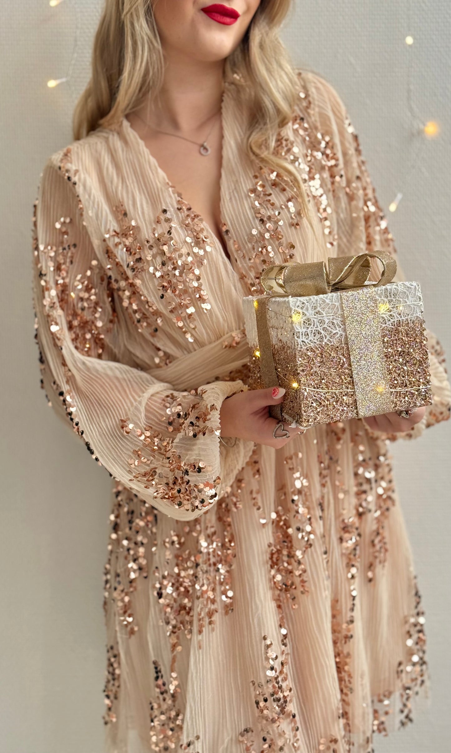 Robe beige à sequins TINSEL