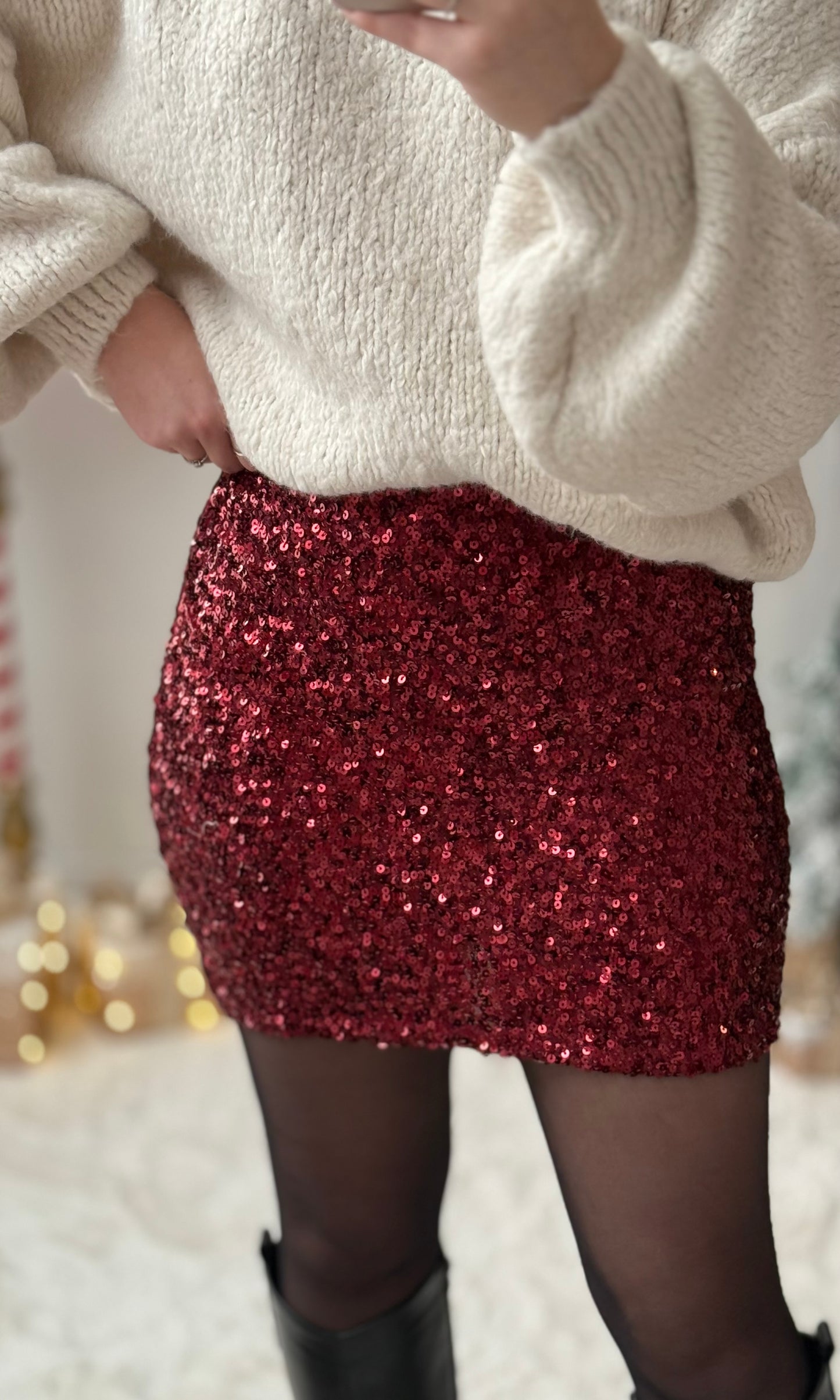 Jupe sequins bordeaux CHRISTMAS