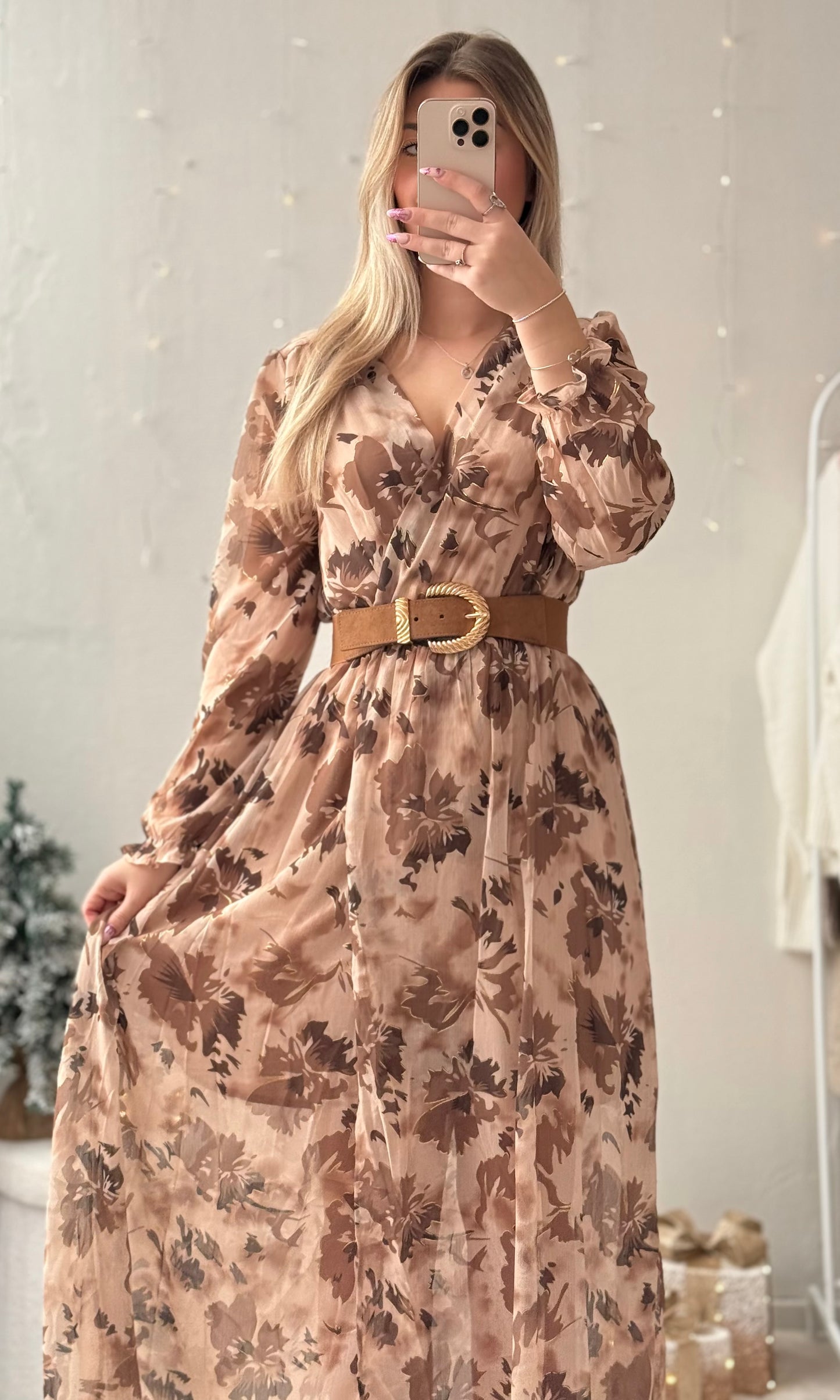 (CURVES) Robe longue beige LATTE