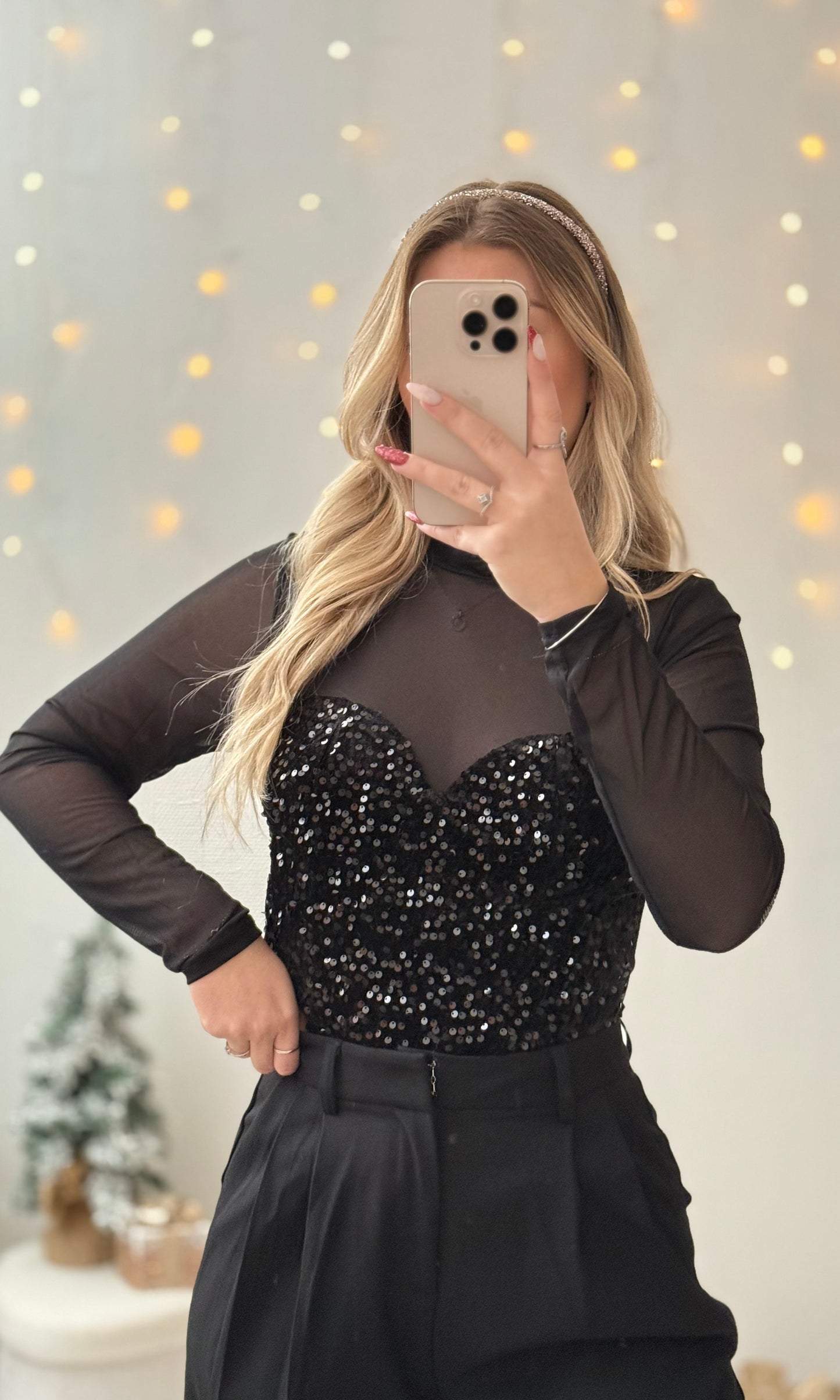 Top noir à sequins GLITTER