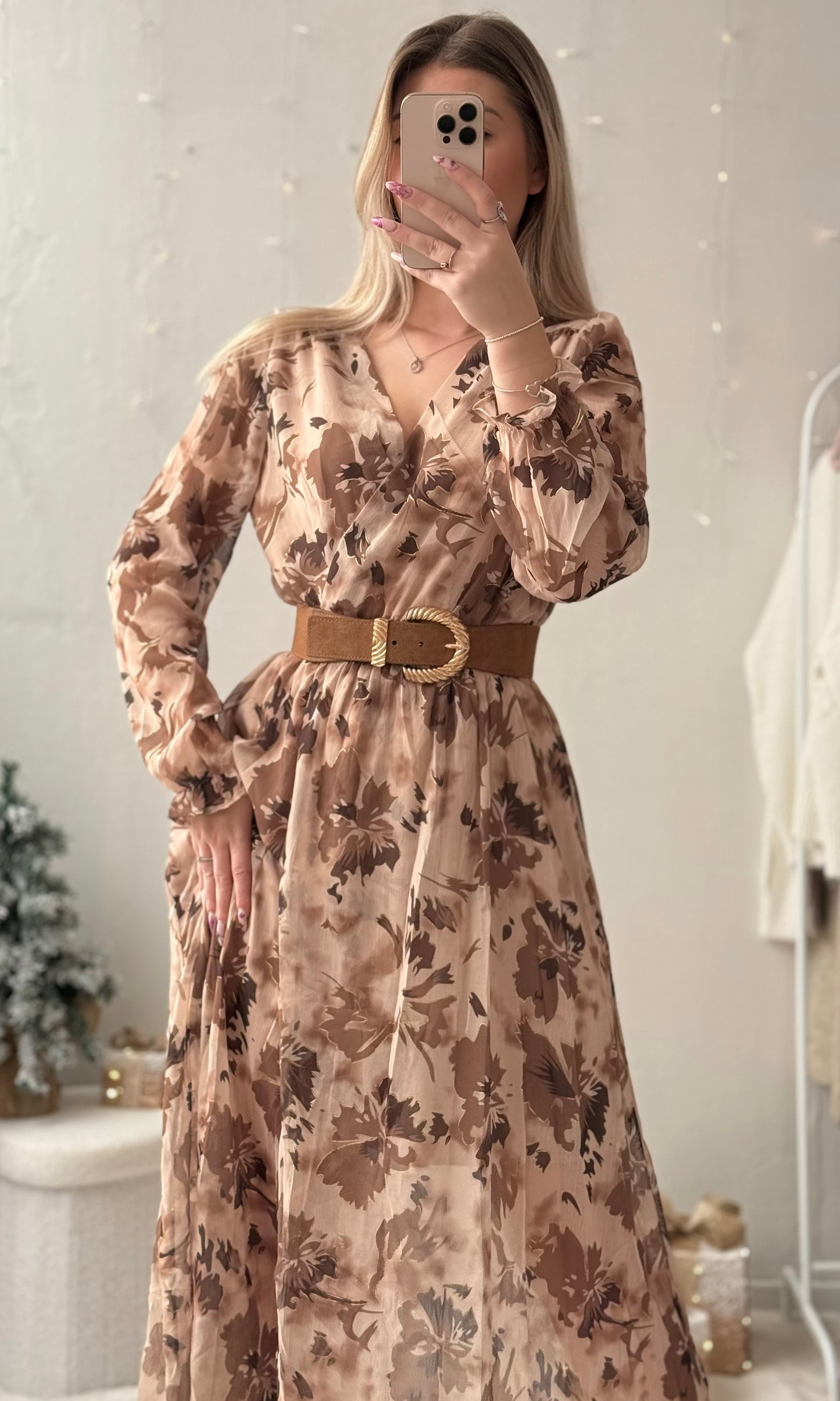 (CURVES) Robe longue beige LATTE