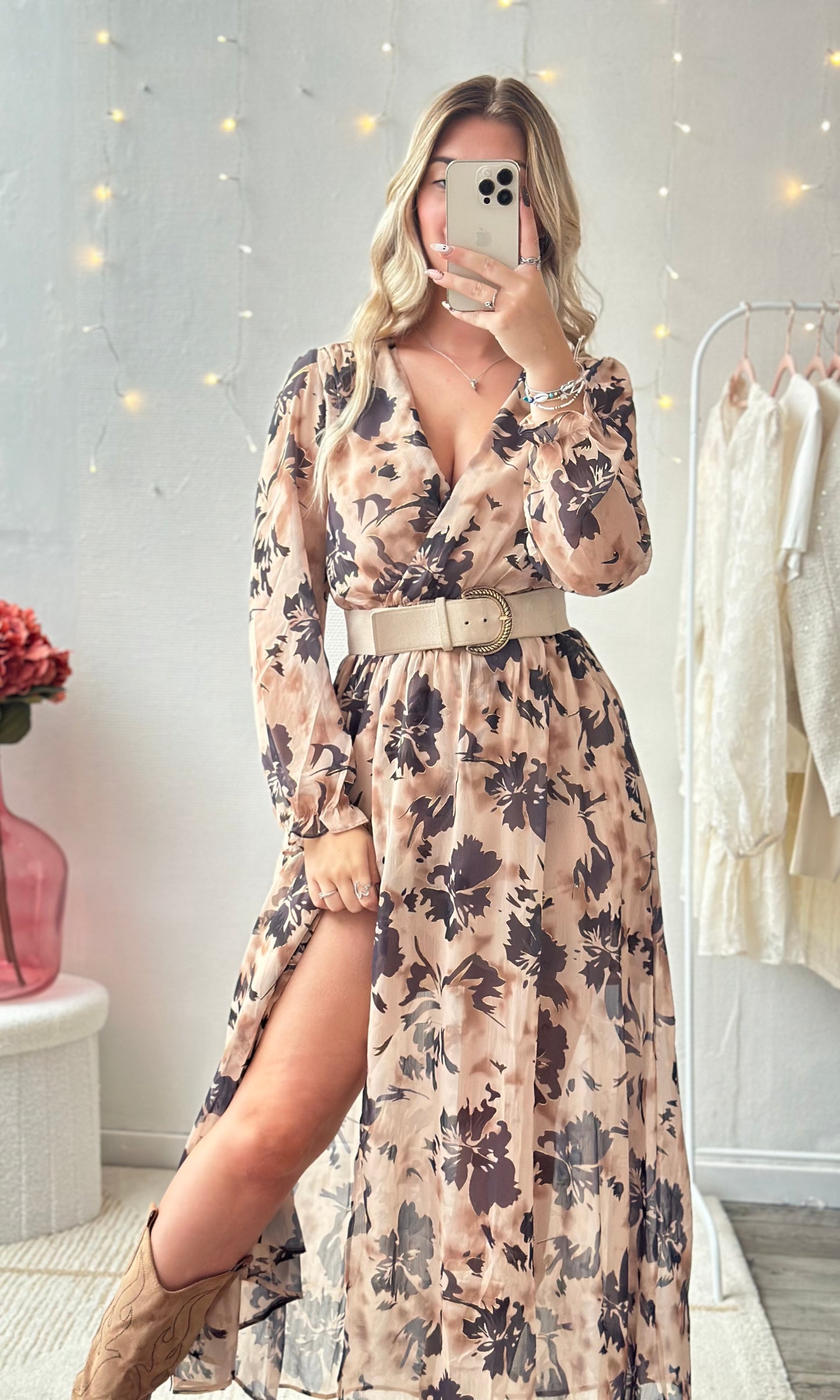 (CURVES) Robe longue beige LATTE