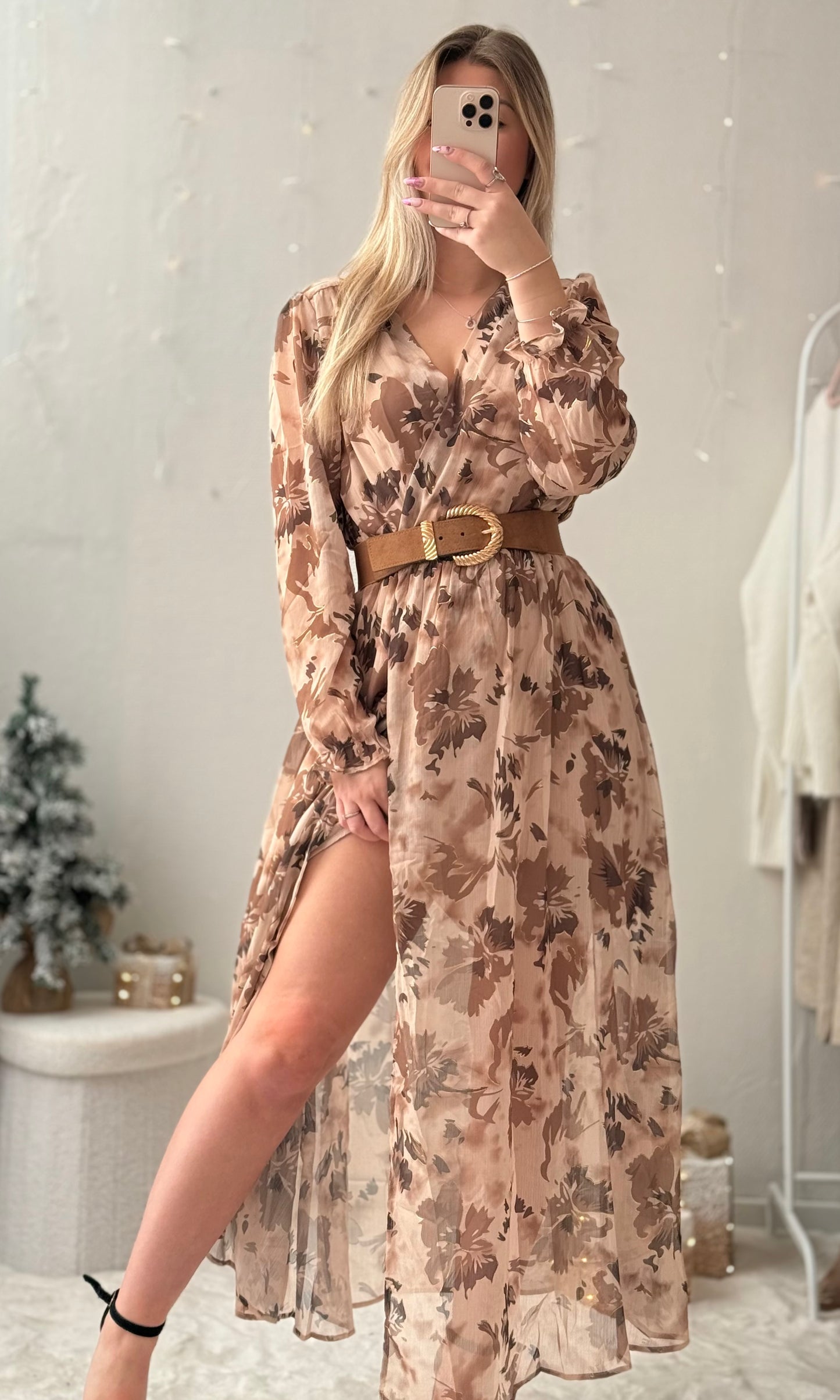 (CURVES) Robe longue beige LATTE