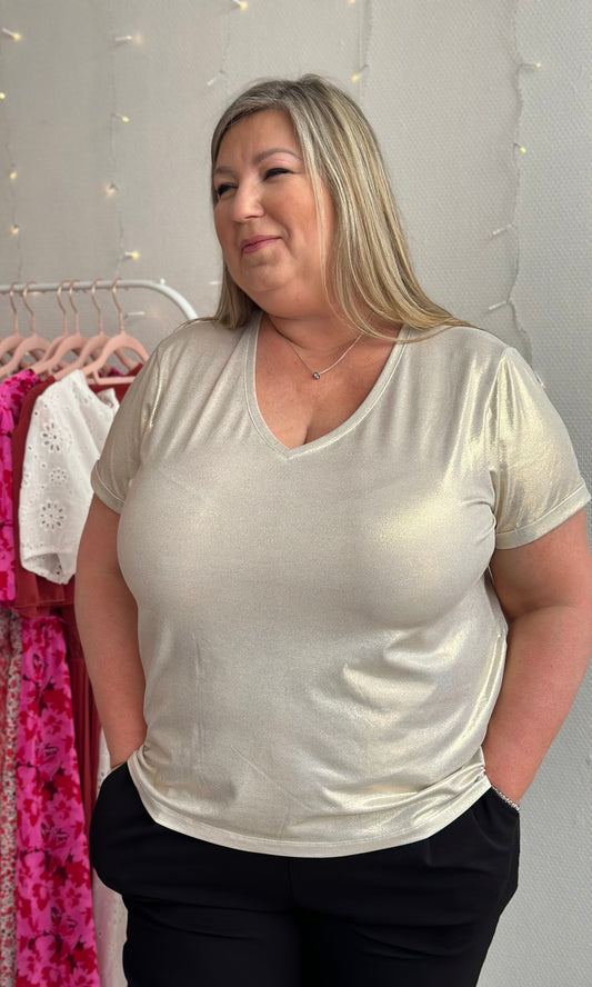 (CURVES) T-shirt beige chromé CARLA