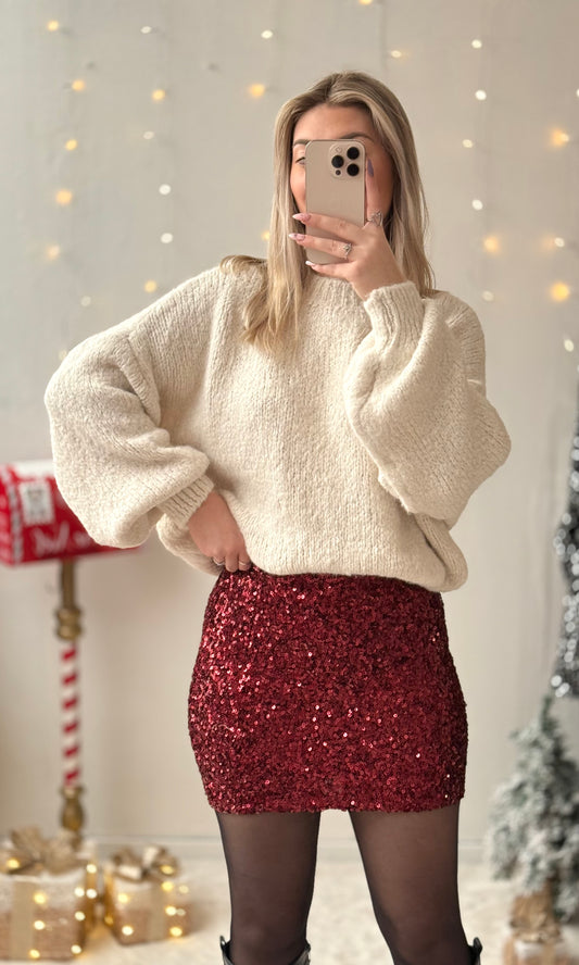 Jupe sequins bordeaux CHRISTMAS