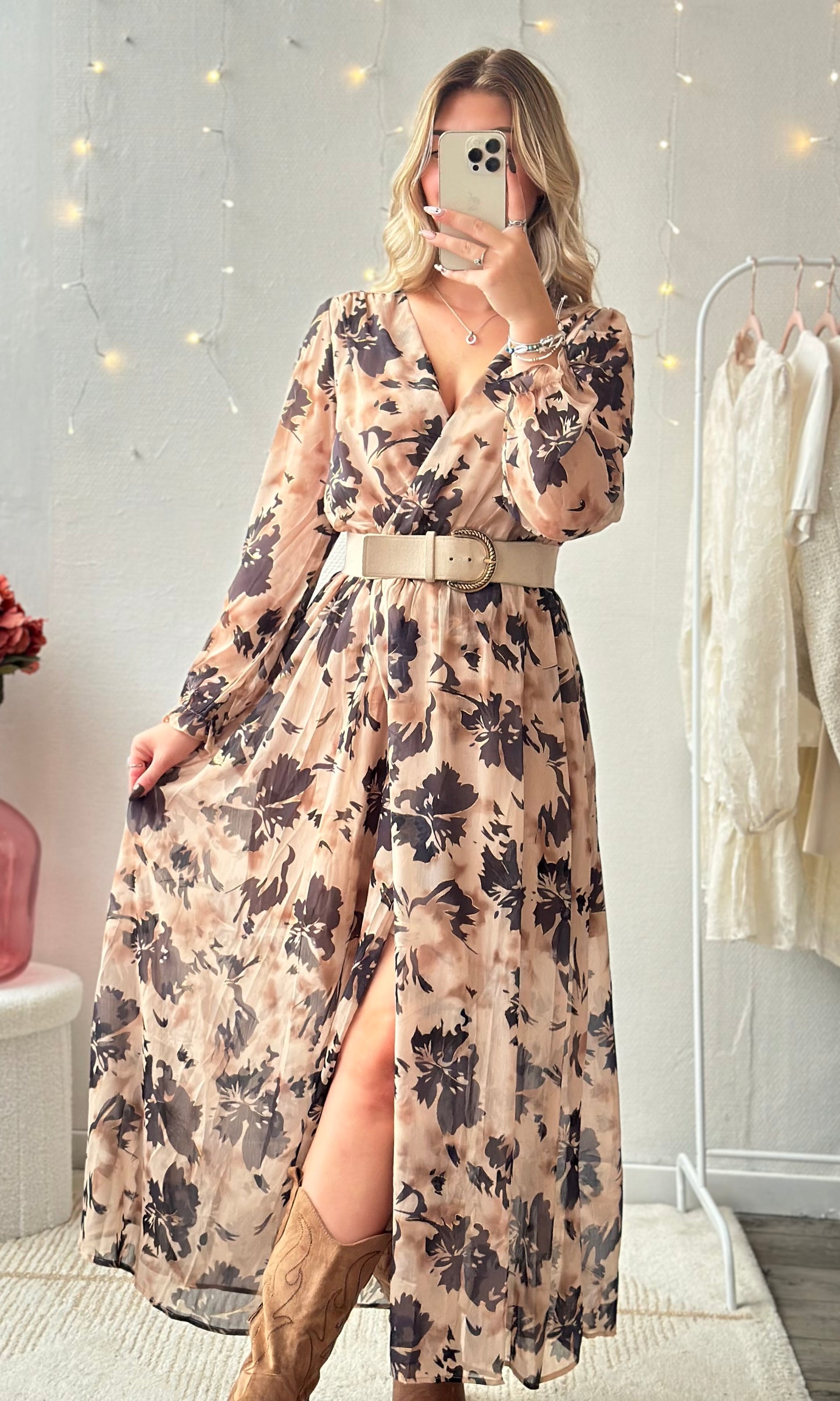 Robe longue beige LATTE