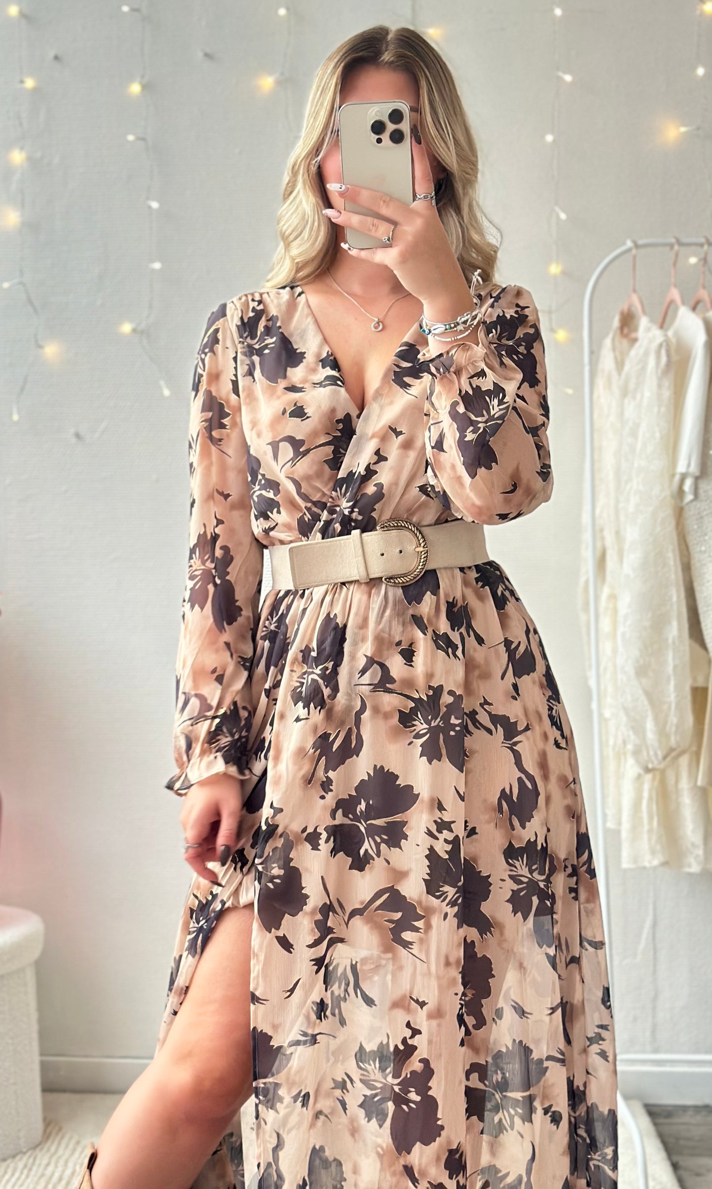 (CURVES) Robe longue beige LATTE