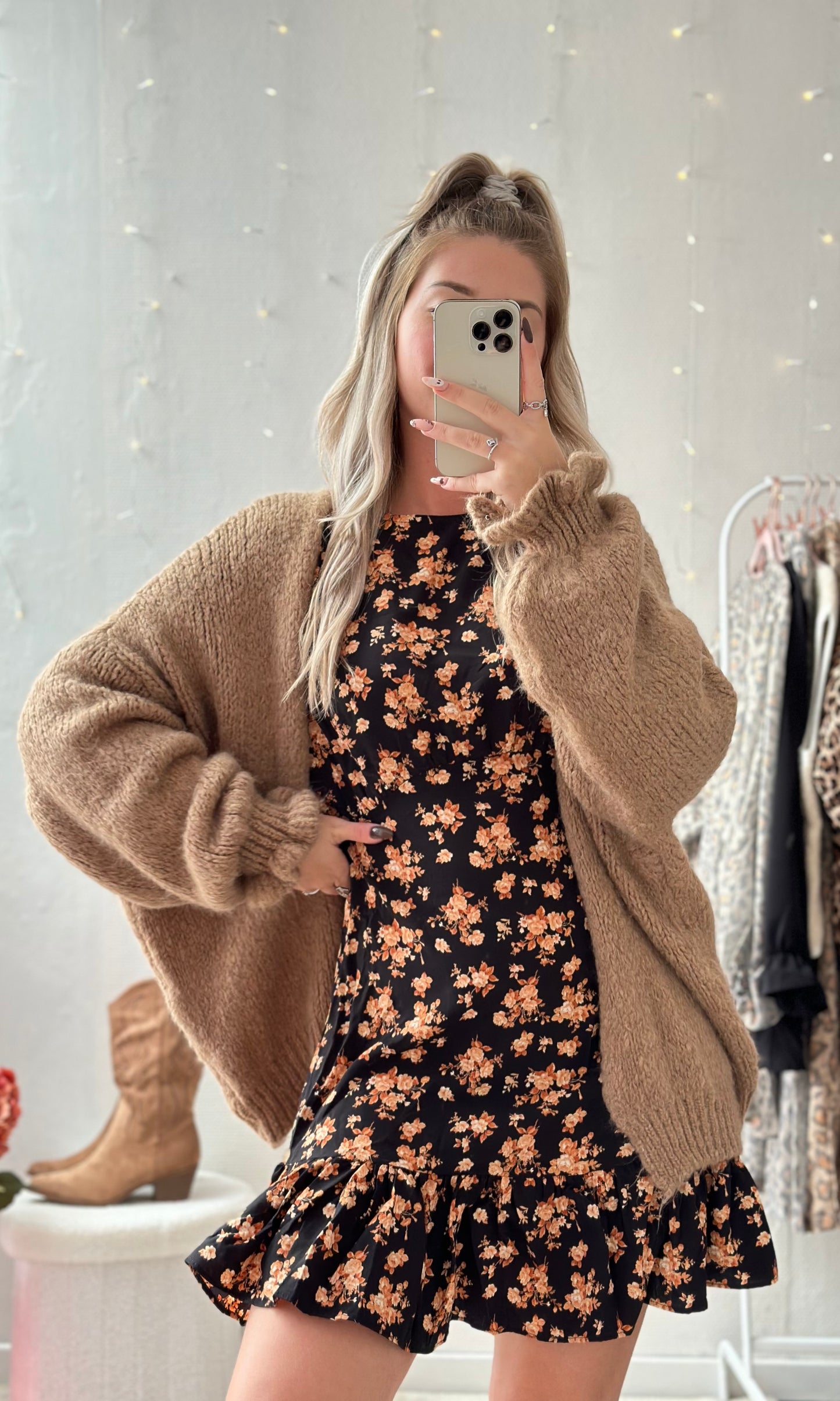 Robe camel et noire BROOKIE