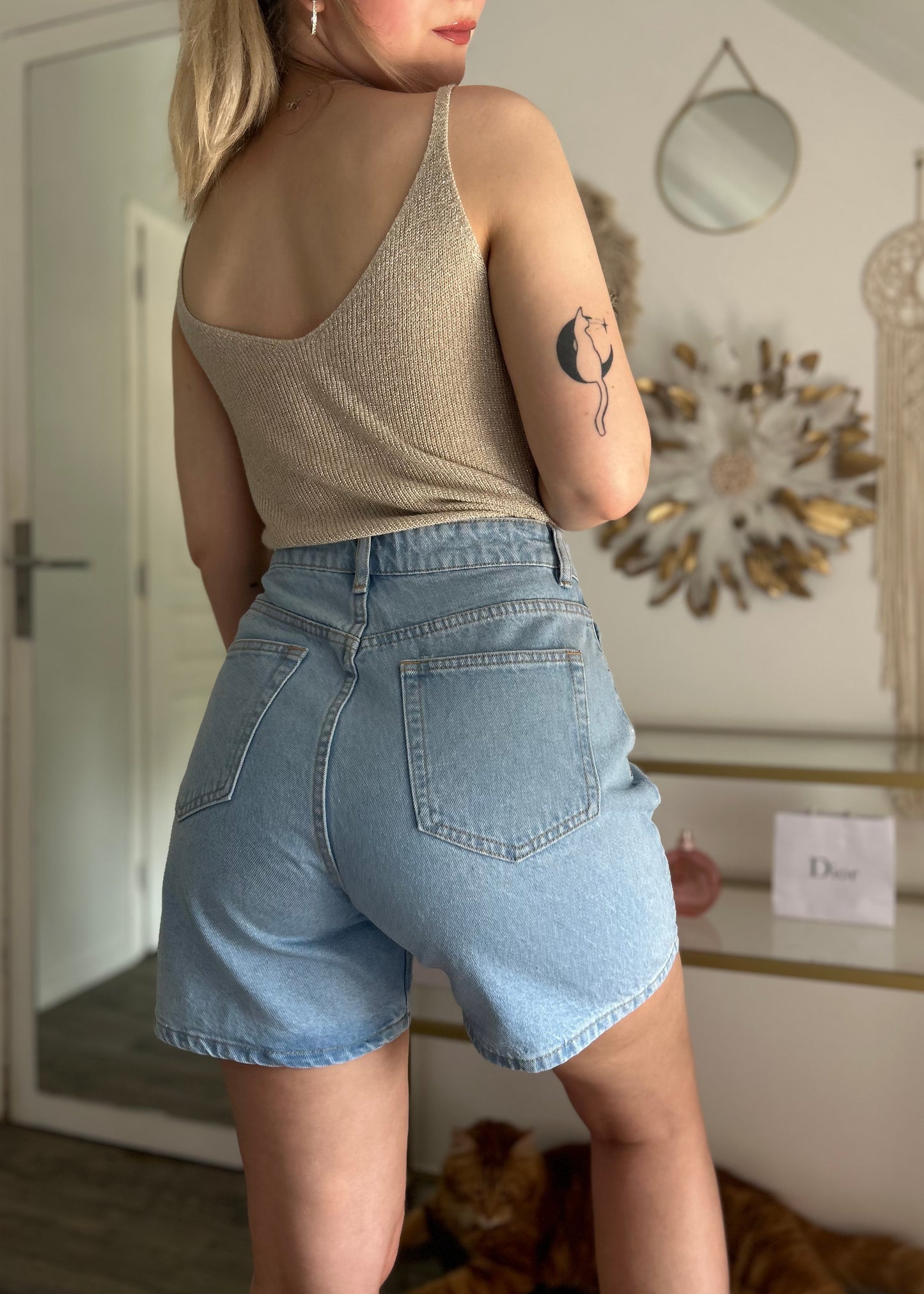 Short en jean à strass HOLLYWOOD