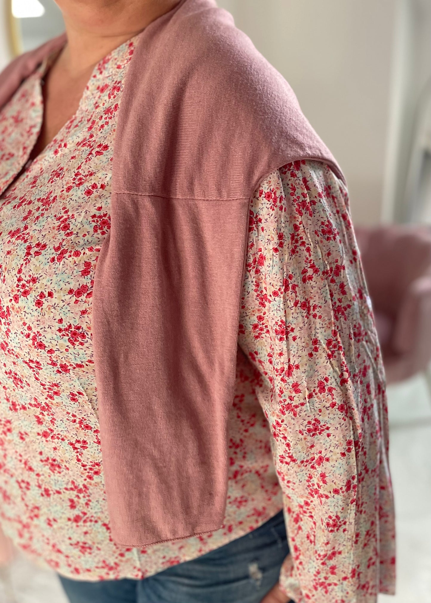 CURVES blouse fleurie rose