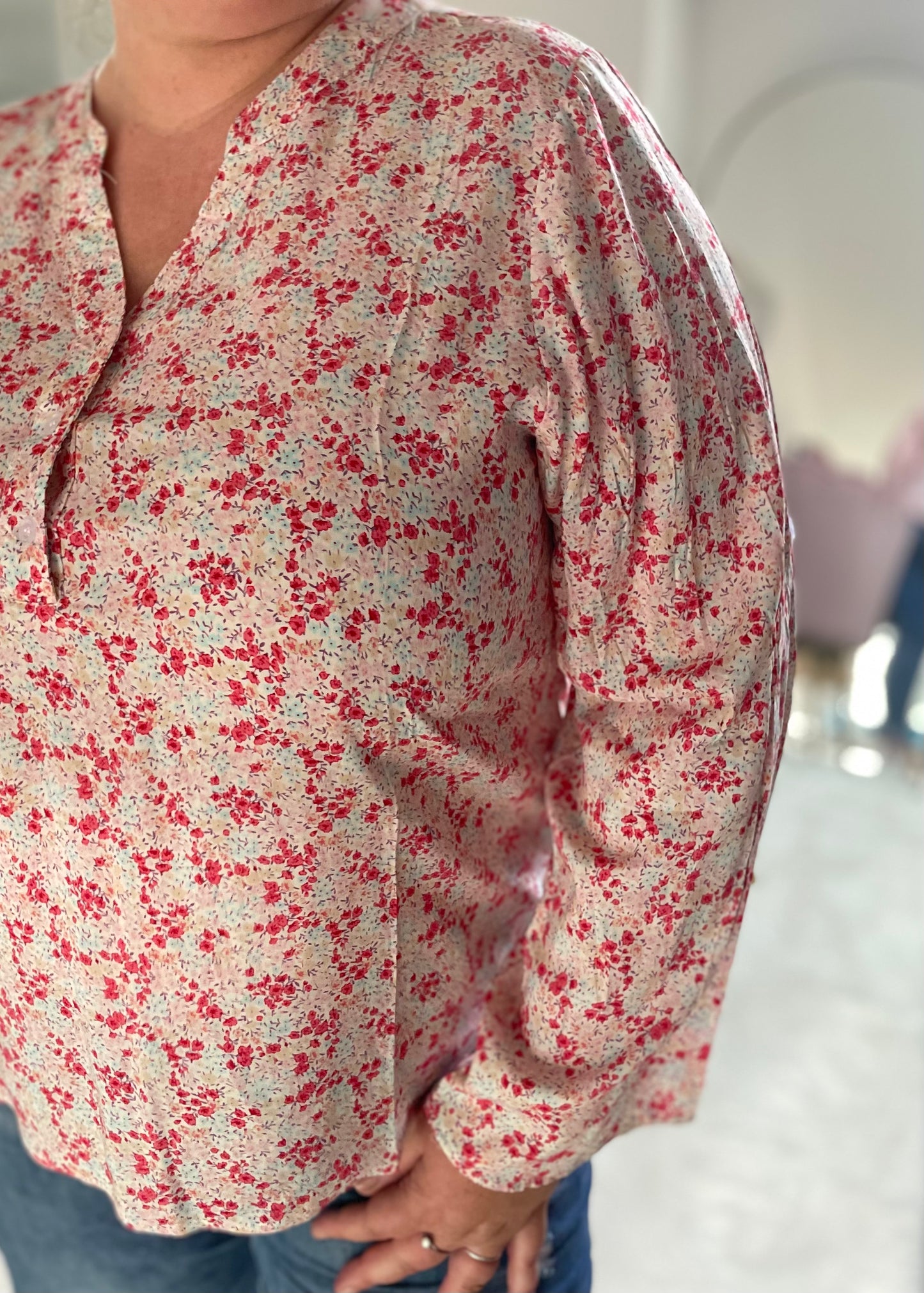 CURVES blouse fleurie rose